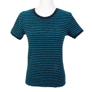 Melting Stockholm Women Striped Short Sleeve Top Women's Small Stretch Textured